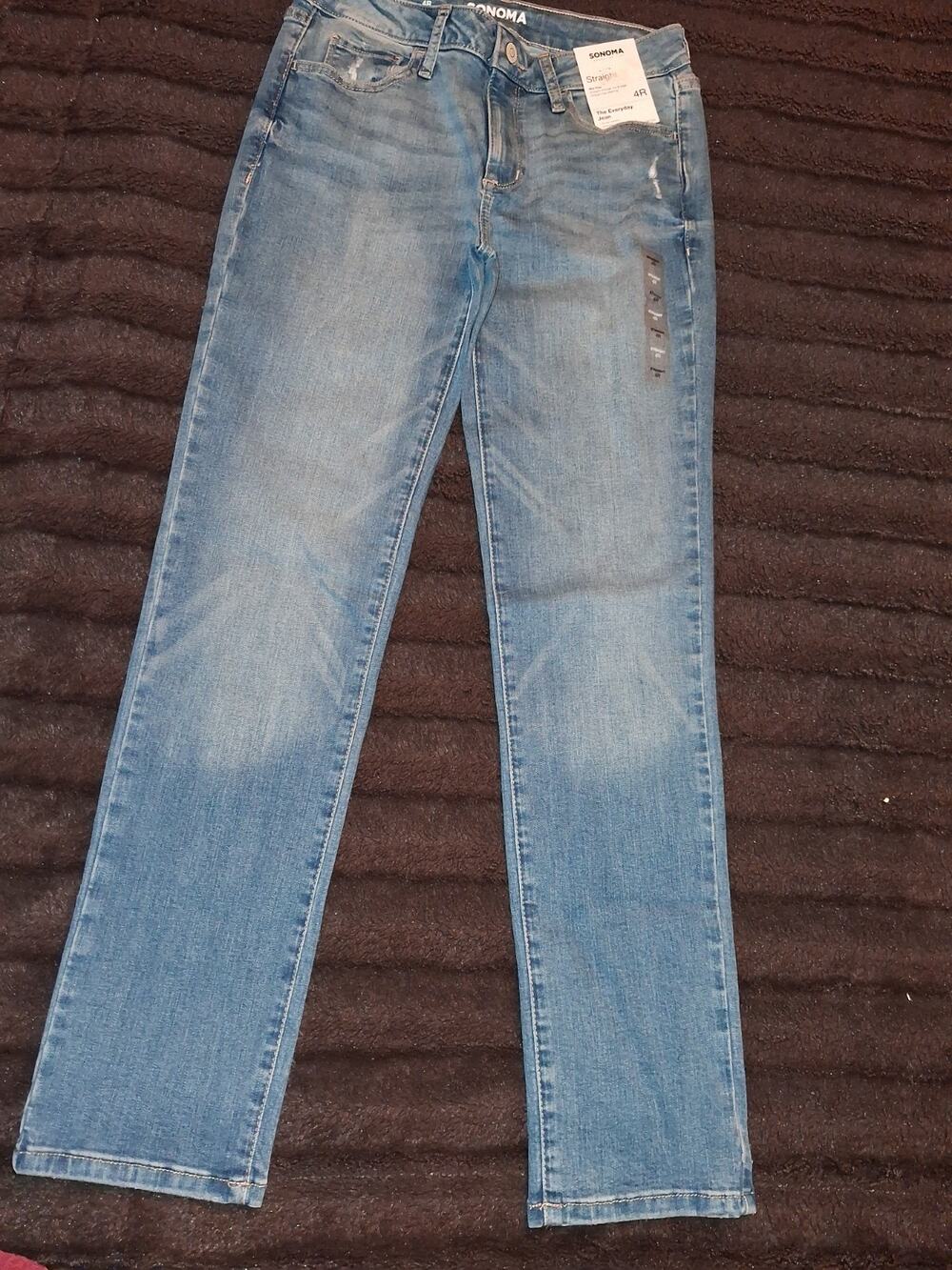 Sonoma Goods For Life Women's Jeans Size 4R Straight through hip thing Blue